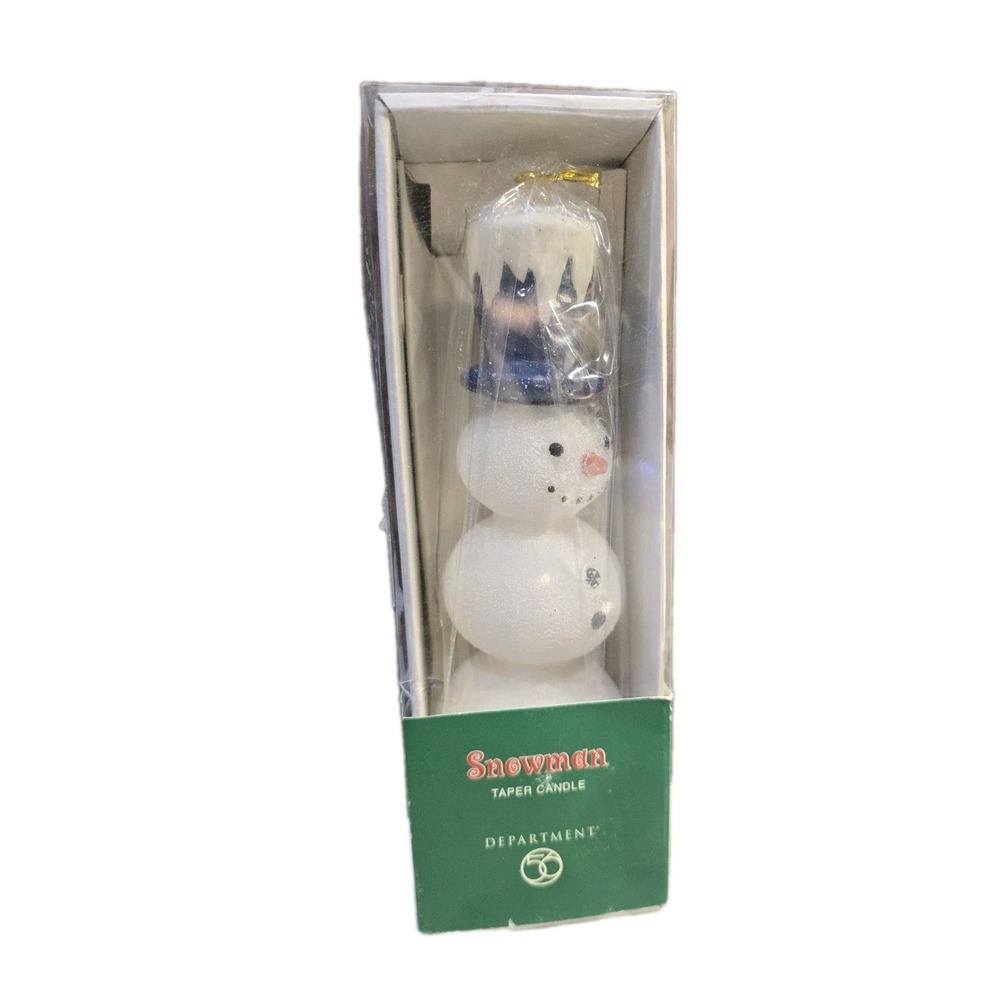 NIB‎ VTG Dept 56 Snowman Taper Candle Christmas Cottagecore Warm Nostalgia